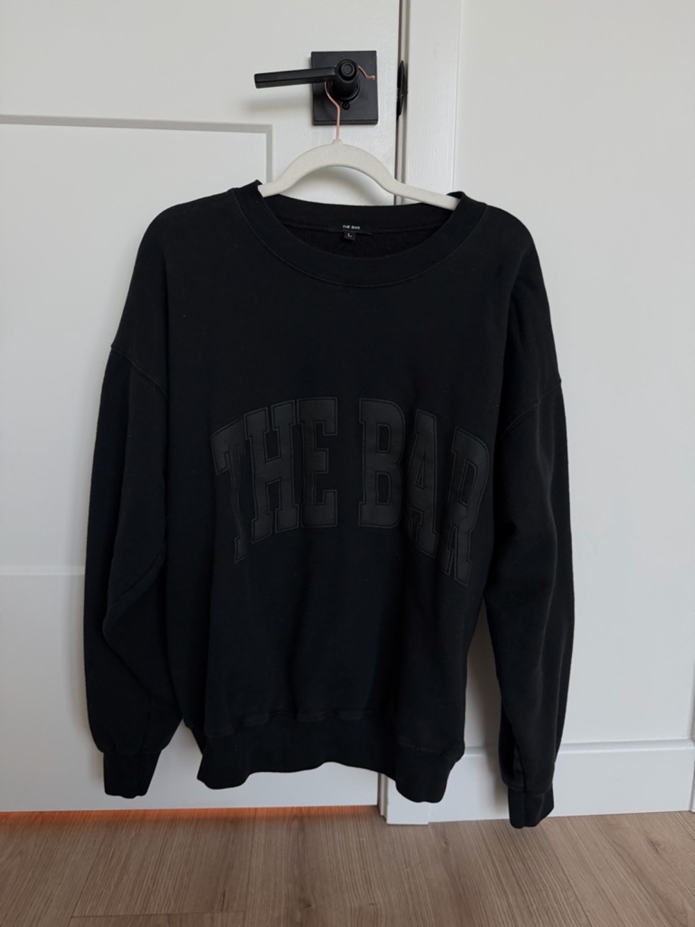 The Bar Black Embossed Logo Crewneck Sweater - Black